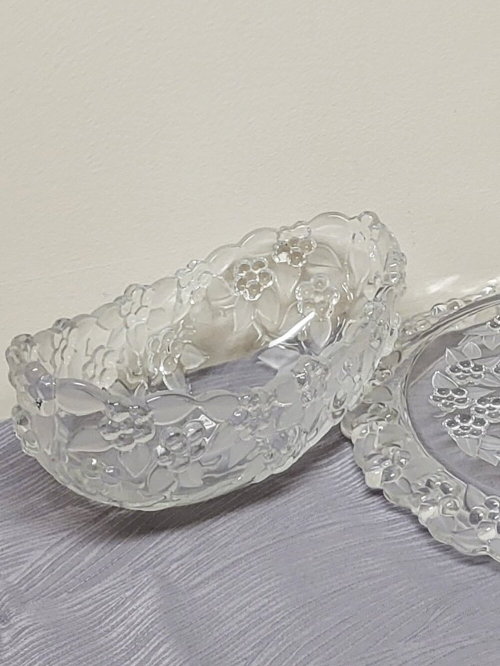 Vtg Mikasa Carmen Crystal Bowl 10" Oval Walther Glass Satiniert 80s West Germany
